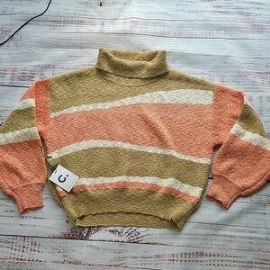Callahan Turtleneck Sweater Color Block NWT Size Large $150 MSRP